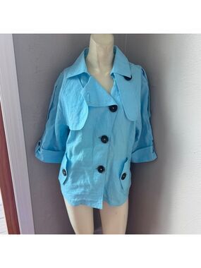 Chicos teal linen blouse size XL nwt